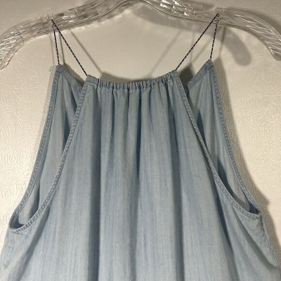 Rails Liv Light Vintage Wash Chambray Sleeveless Halter Tank Top Sz M Boho Y2K - Picture 5 of 16